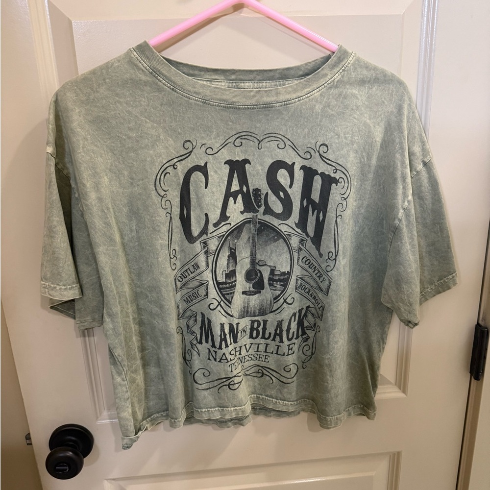 Buckle Green Graphic Crop Top